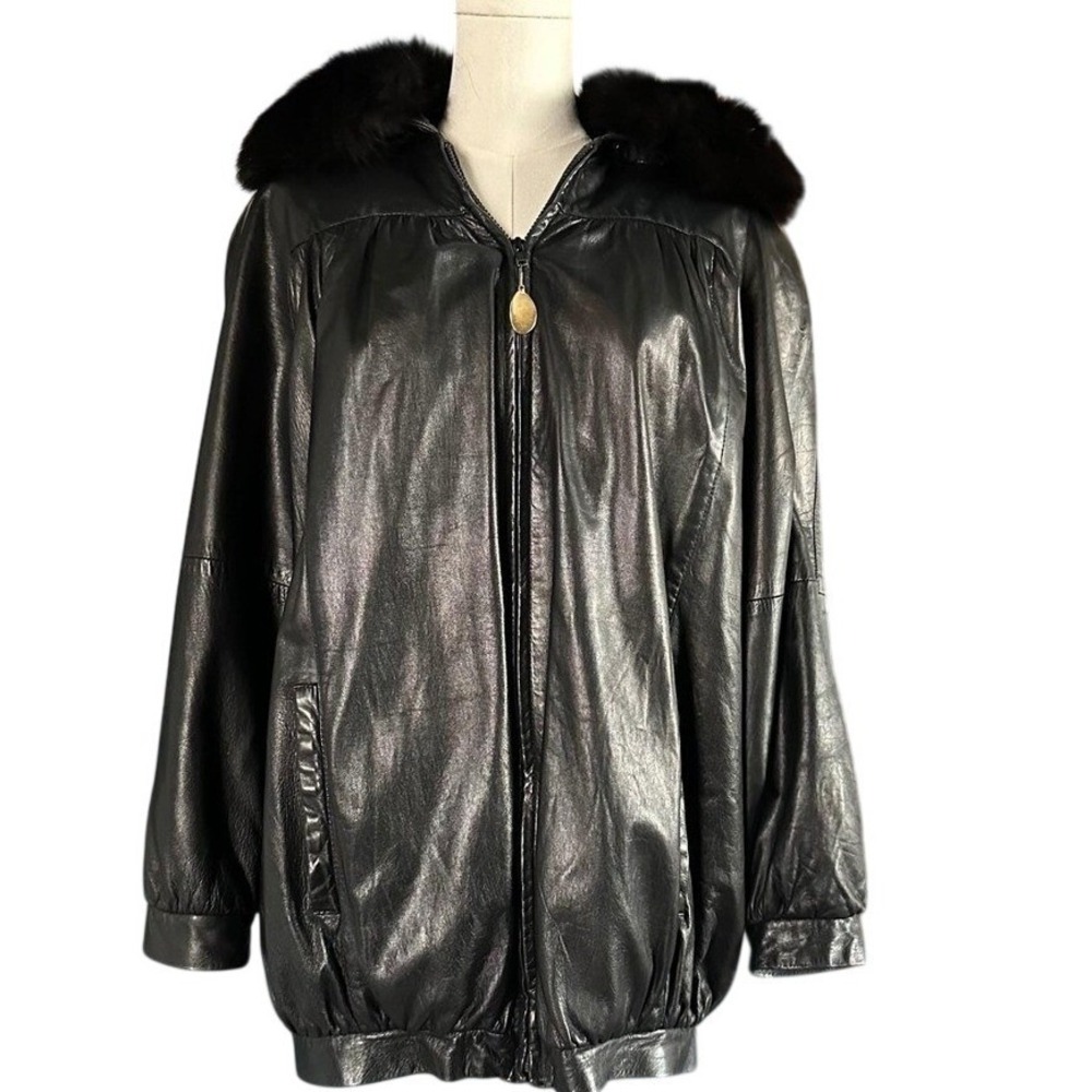 Vericci Vintage Genuine Leather Removable‎ Fur Collar Bomber XS Jacket